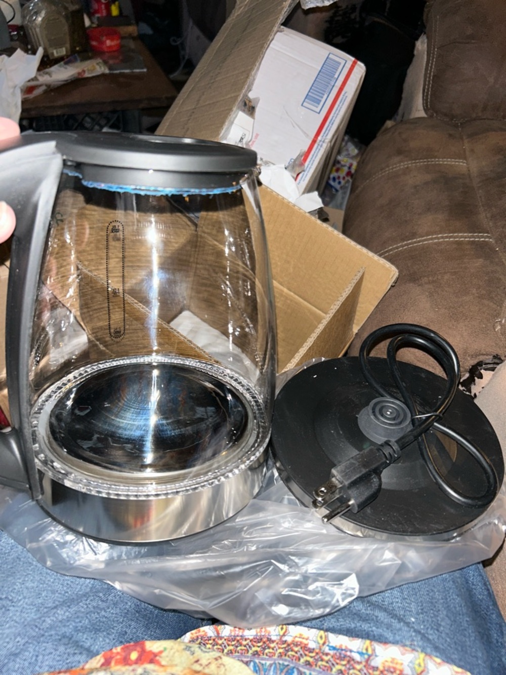 Glass Electric Kettle - Black and Silver - Brand Unspecified